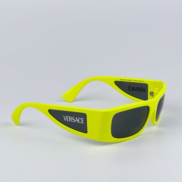 Versace VE4482 544987 BRAND NEW Sunglasses Yellow Fluo Grey Rectangular Unisex - Picture 7 of 11